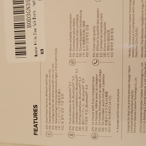 Monster Wireless Earbuds Bluetooth 5.3 Headphones w/ CVC 8.0 Noise Red., Waterpr - Picture 11 of 11